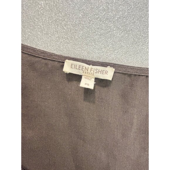 Eileen Fisher PS Brown Washed Linen Twill Shift Dress Sleeveless Petite - Picture 4 of 4